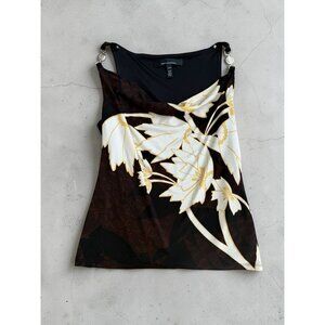 WHITE HOUSE BLACK MARKET Floral Draped Tank Top Size XXS